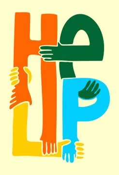 Calligraphy “help ” with hand Stock Illustration