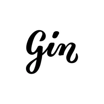Calligraphy lettering Gin. Hand-drawn and digitized. Vector inscription. Stock Illustration