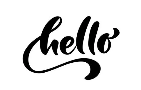 Calligraphy lettering text Hello. Hand drawn Brush Pen phrase isolated on white Stock Illustration