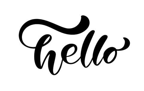 Calligraphy lettering text Hello. Hand drawn Brush Pen phrase isolated on white Stock Illustration