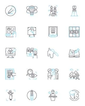 Calligraphy linear icons set. Flourish, Script, Ink, Penmanship, Artistic Stock Illustration