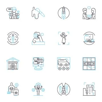 Calligraphy linear icons set. Flourish, Script, Ink, Penmanship, Artistic Stock Illustration