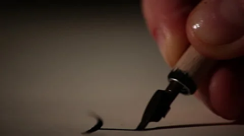 Calligraphy nib writing close up 1 Stock Footage 47462966