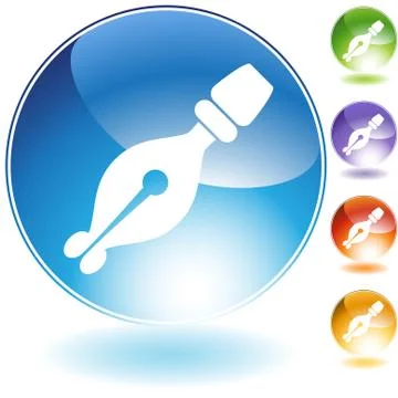 Calligraphy pen crystal icon Stock Illustration