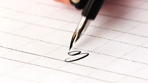 Calligraphy process. Calligraphy pen nib. Creative scene Stock Footage 91876811