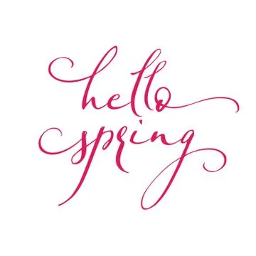 Calligraphy quote hello spring. Stock Illustration