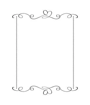 Calligraphy rectangular vector ornamental frame with heart. Valentine Day Illustrazione stock