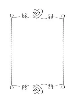 Calligraphy rectangular vector ornamental frame with heart. Valentine Day Stockillustratie