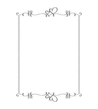 Calligraphy rectangular vector ornamental frame with heart. Valentine Day Illustrazione stock