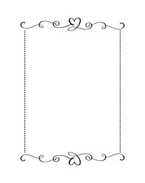 Calligraphy rectangular vector ornamental frame with heart. Valentine Day Illustrazione stock