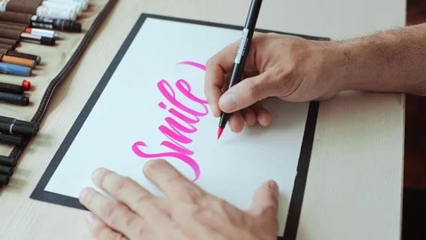 Calligraphy set and writings Stock Footage 77001712