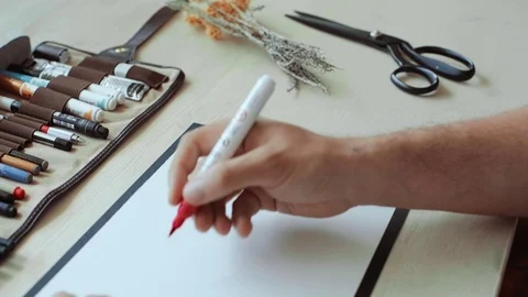 Calligraphy set and writings Stock Footage 77001727