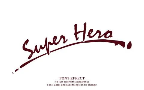 Calligraphy super hero text effect. Super hero typography. vector illustration. 스톡 일러스트