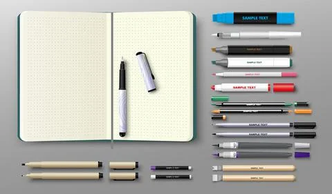 Calligraphy tools for drawing or sketching vector Stock Illustration