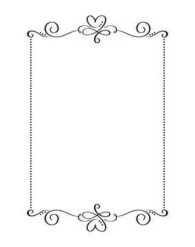Calligraphy vector ornamental decorative frame with heart. Valentine Day Stock Illustration