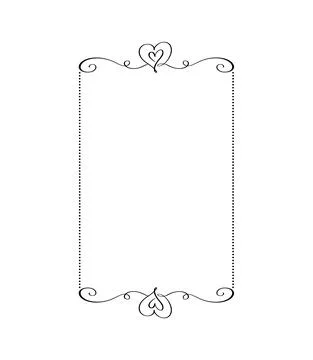 Calligraphy vector ornamental frame with hearts. Valentine Day decorative 库存插图