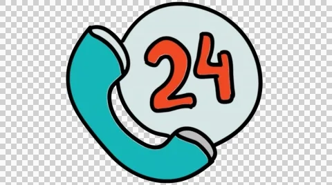 Calling 24 hours icon cartoon illustration hand drawn animation transparent Stock Footage 44829555