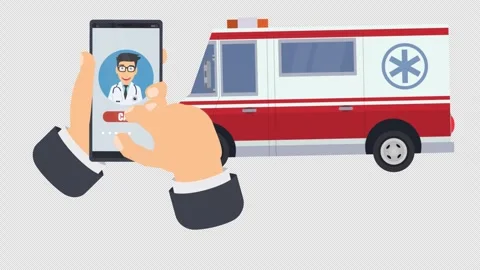 Calling an ambulance on a mobile phone Stock Footage 261644699
