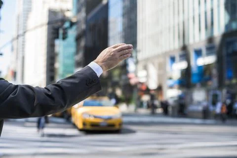 Calling a cab in NYC Stock Photos