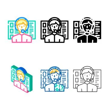 Calling call center worker color concepts icon vector Stock Illustration