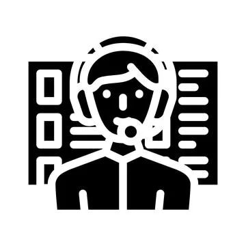 Calling call center worker glyph icon vector illustration Stock Illustration