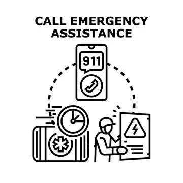 Calling emergency assistance for urgent response and safety Stock Illustration