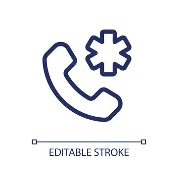 Calling emergency pixel perfect linear ui icon Stock-Illustration