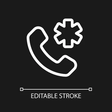 Calling emergency pixel perfect white linear ui icon for dark theme 스톡 일러스트