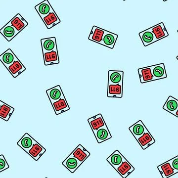 Calling emergency services vector seamless pattern Stock Illustration