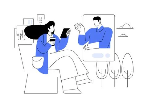 Calling friends isolated cartoon vector illustrations. Ilustración de archivo