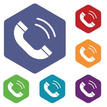 Calling icon, colored hexagon set 스톡 일러스트