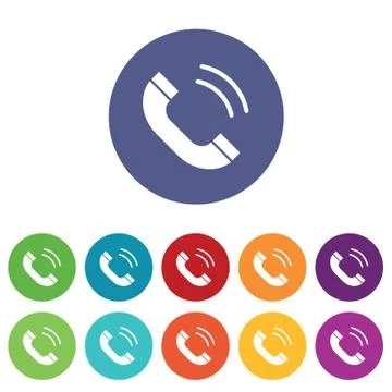 Calling icons colored set Illustrazione stock