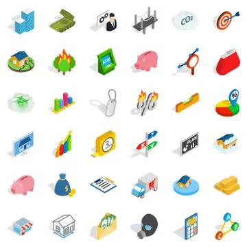 Calling icons set, isometric style Stock Illustration