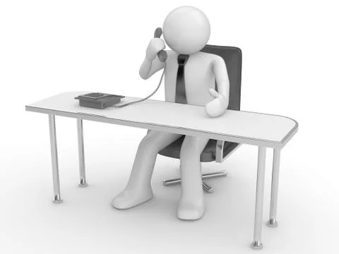 Calling man at workplace Illustrazione stock