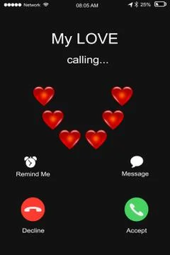 Calling my love, male receiving a call from her girlfriends Stock Illustration