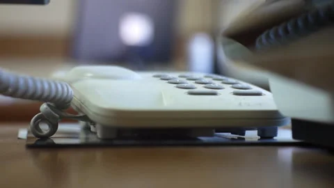 Calling On Office Desk Telephone Stock Footage 234786884