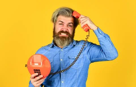 Calling on Past Customers Script. Outdated technology. Manager phone Stock Photos