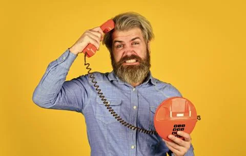 Calling on Past Customers Script. Outdated technology. Manager phone Stock Photos