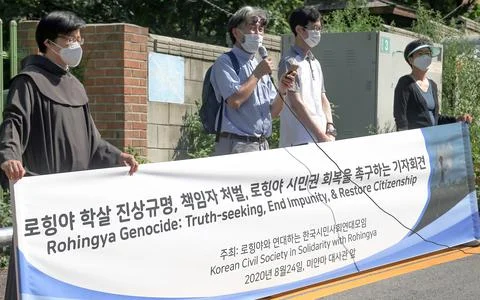 Calling for truth-finding in Rohingya genocide, Seoul, Korea - 24 Aug 2020 Stock Photos
