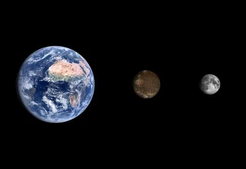 Callisto and earth and the moon Stock Illustration