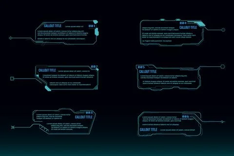Callout Futuristic Frame Digital Technology Layout Template Set. Stock Illustration