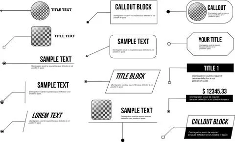 Callout. Title text box frame, infographic callouts. Pop-up textbox balloons Stock Illustration