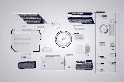 Callouts titles and frame in Sci- Fi style. Bar labels, info call box bars. Stock Illustration