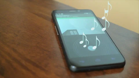 Calls on smartphone.  Musical notes as animation call Stock Footage 55631365