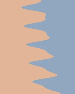 A calm abstract composition pairs a warm peach field with a muted blue orga.. Ilustração Stock