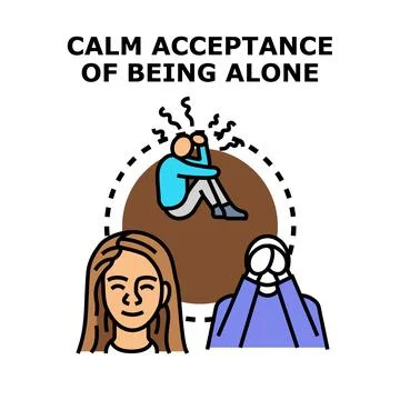 Calm acceptance of being alone concept Stock Illustration