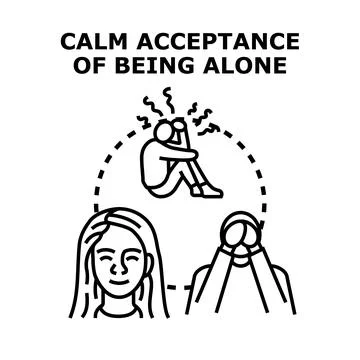 Calm acceptance of being alone concept Stock Illustration
