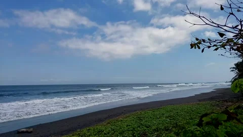 Calm and relax waves at empty sea beach. Travel to the paradise sea beach. Stock Footage 280449979
