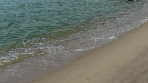 Calm and Relaxing Waves on The Beach Coast Stock Footage 128169645