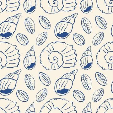 Calm, artistic seashell pattern for ocean projects Stock Illustration